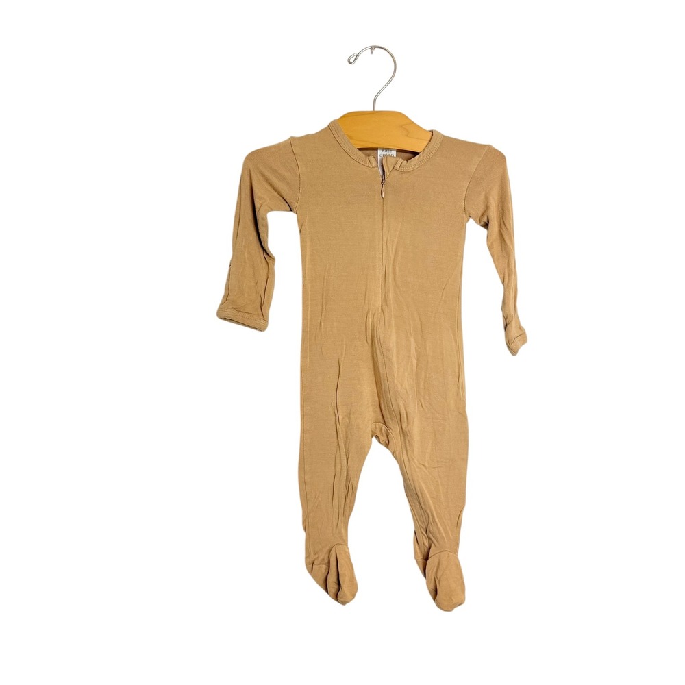 Kate Quinn Bamboo Footie Sleeper Camel Tan Zipper Pajamas 6-9M Long Sleeve